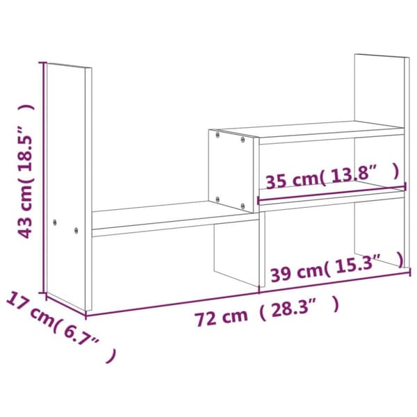 vidaXL Näyttökoroke (39-72)x17x43 cm täysi mänty