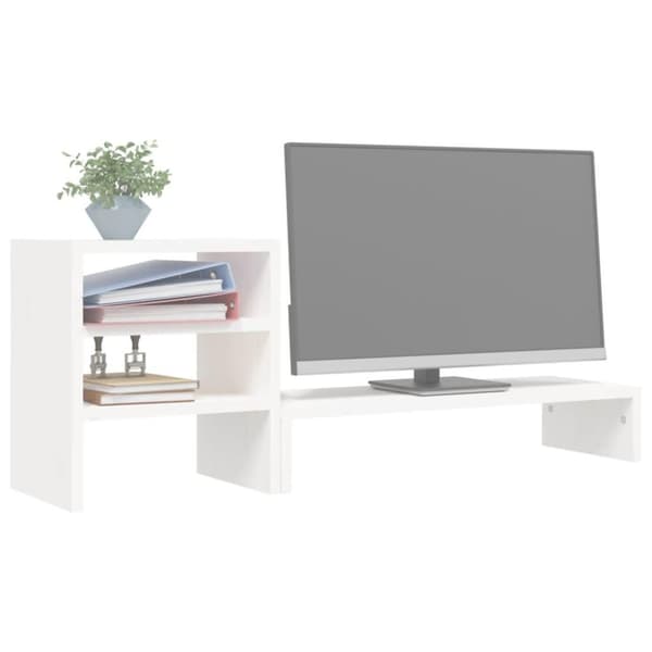 vidaXL Monitorstativ hvit 81x20x30 cm heltre furu