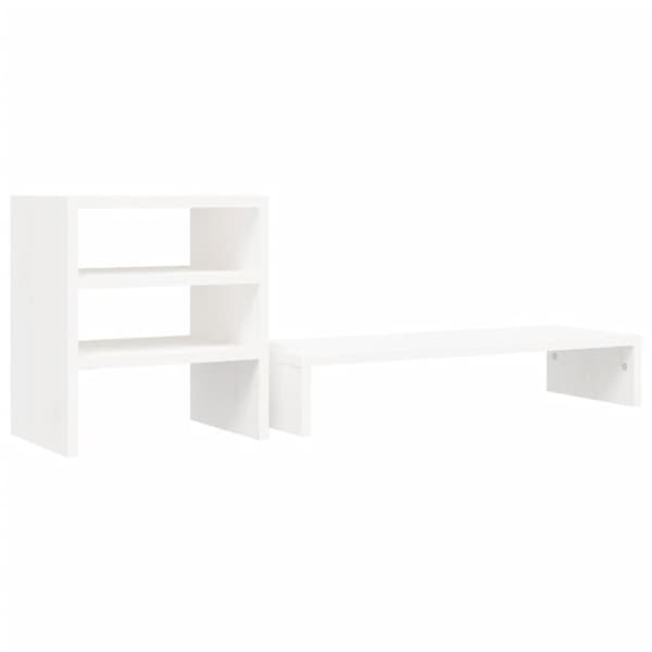 vidaXL Monitorstativ hvit 81x20x30 cm heltre furu