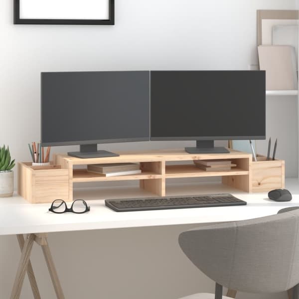 vidaXL Monitorstativ 100x27,5x15 cm heltre furu