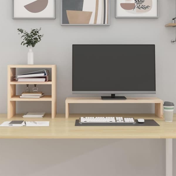 vidaXL Monitorstativ 81x20x30 cm heltre furu