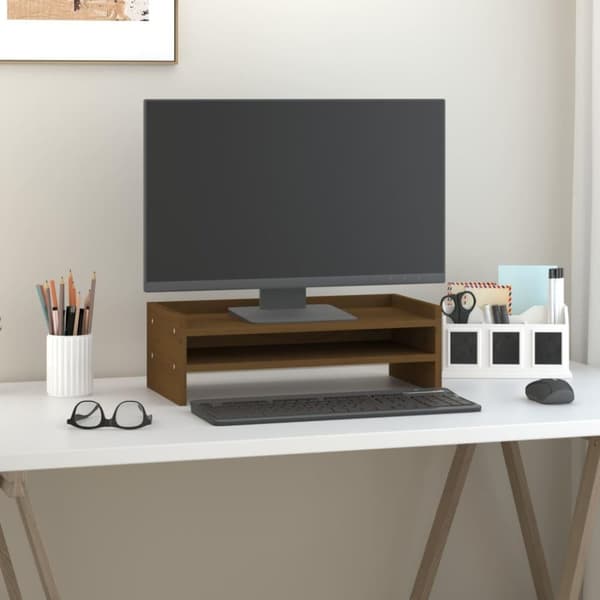 vidaXL skærmholder 50x24x16 cm massivt fyrretræ gyldenbrun