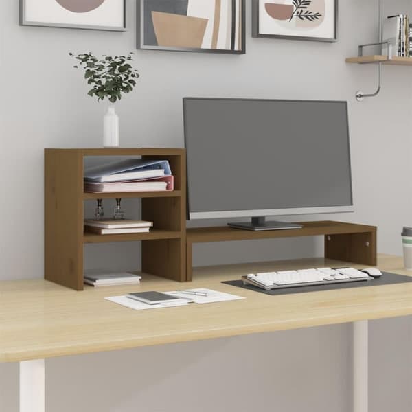 vidaXL Näyttökoroke hunajanruskea 81x20x30 cm täysi mänty