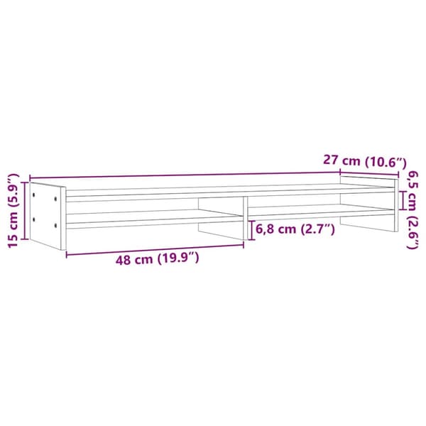 vidaXL skærmholder 100x27x15 cm massivt fyrretræ hvid