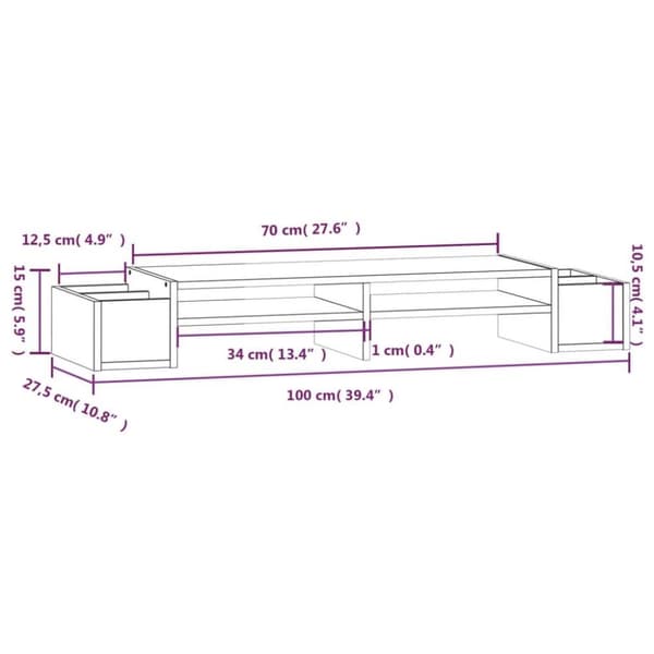 vidaXL Skärmställ honungsbrun 100x27,5x15 cm massiv furu
