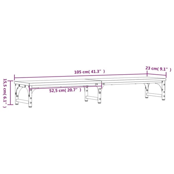 vidaXL skærmstander 105x23x15,5 cm konstrueret træ røget egetræsfarve