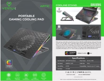 VERTUX Arctic Cooled gaming stand for laptop
