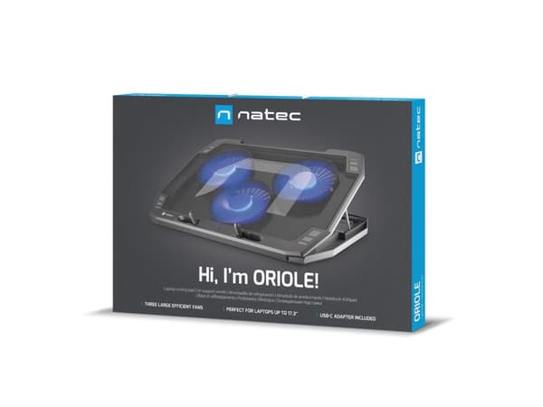 NATEC Kylplatta för bärbar dator Oriole 15,6-17,3 tum LED-kylplatta för bärbar dator 43,9 cm (17,3")