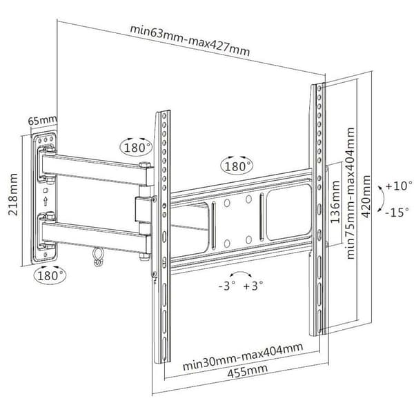 Equip Leddet Tv-stativ 650341 32-55´´ Sort