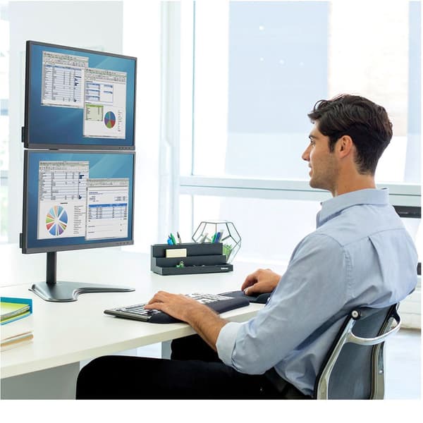 Fellowes Freestanding Dual Vertical Monitor Arm Musta Max 16 kg