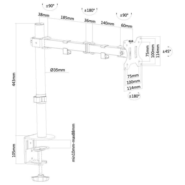 Newstar Fpma-d550black Flat Screen Desk Mount 10-32´´ Sort