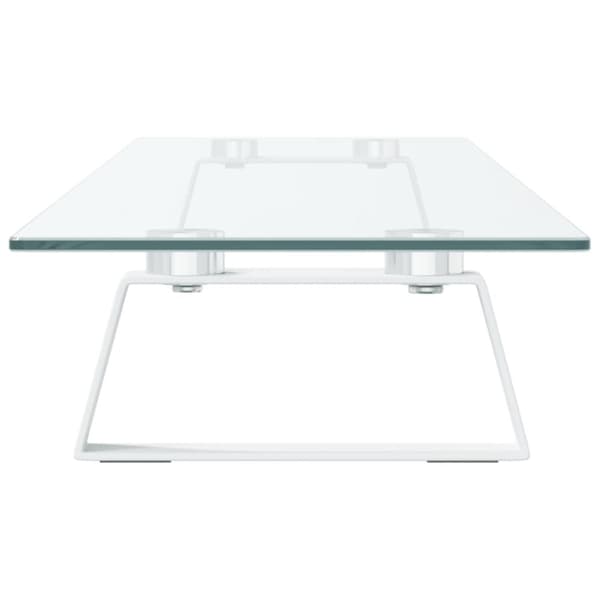 vidaXL Näyttöteline valkoinen 100x20x8 cm karkaistu lasi ja metalli