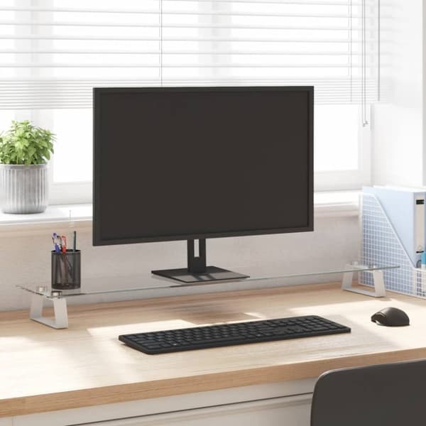vidaXL Skjermstativ hvit 100x20x8 cm herdet glass og metall