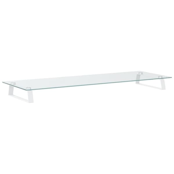 vidaXL skærmstander 100x35x8 cm hærdet glas og metal hvid