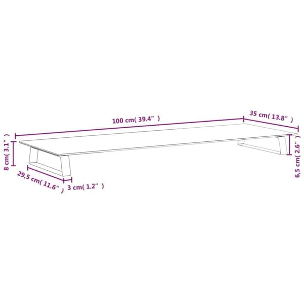 vidaXL skærmstander 100x35x8 cm hærdet glas og metal hvid