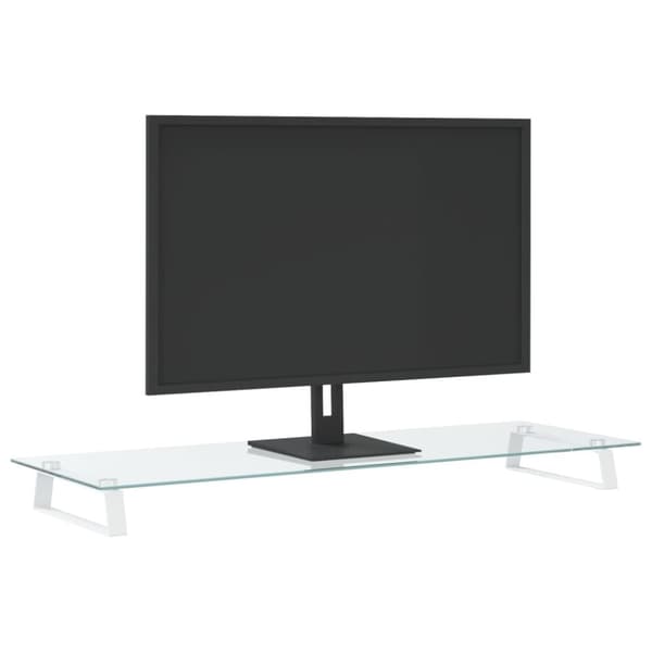 vidaXL skærmstander 100x35x8 cm hærdet glas og metal hvid