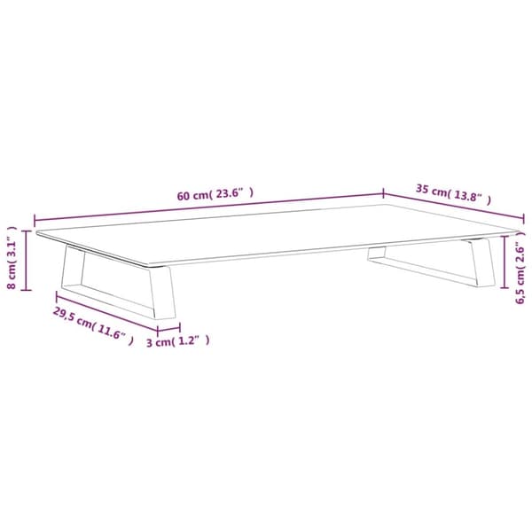 vidaXL skærmstander 60x35x8 cm hærdet glas og metal hvid