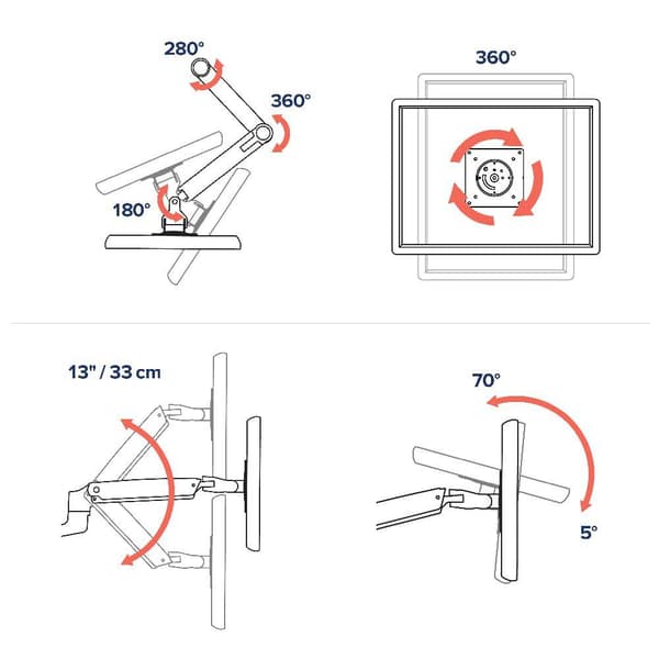 Ergotron Armmontering Til Dobbelt Skærm Lx 45-245-224 27´´ Max 18.1kg Sort