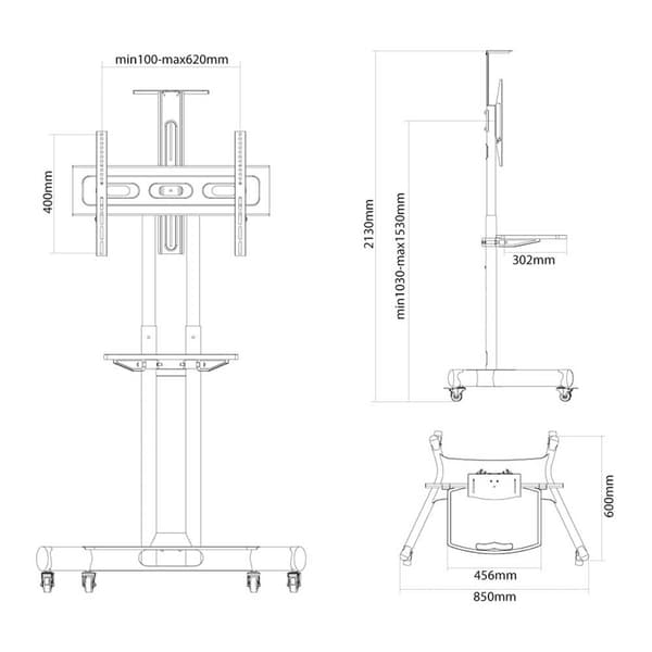 Neomounts Bildskärmsställ Med Hjul Pro Nm-m1700 75´´ Silver