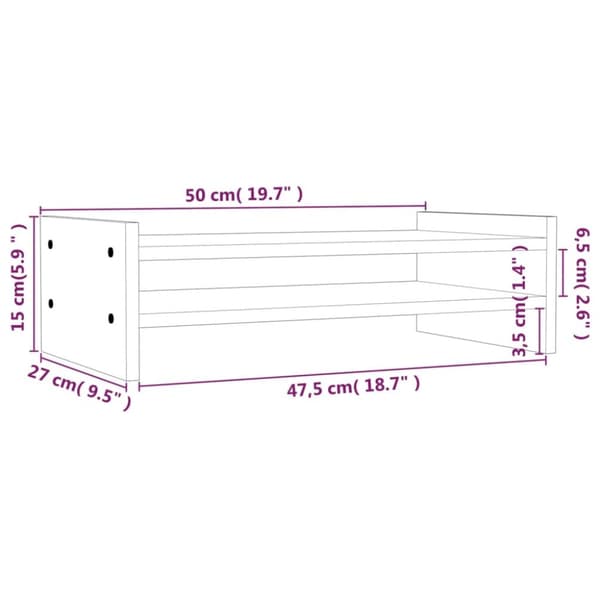 skærmholder 50x27x15 cm massivt fyrretræ hvid
