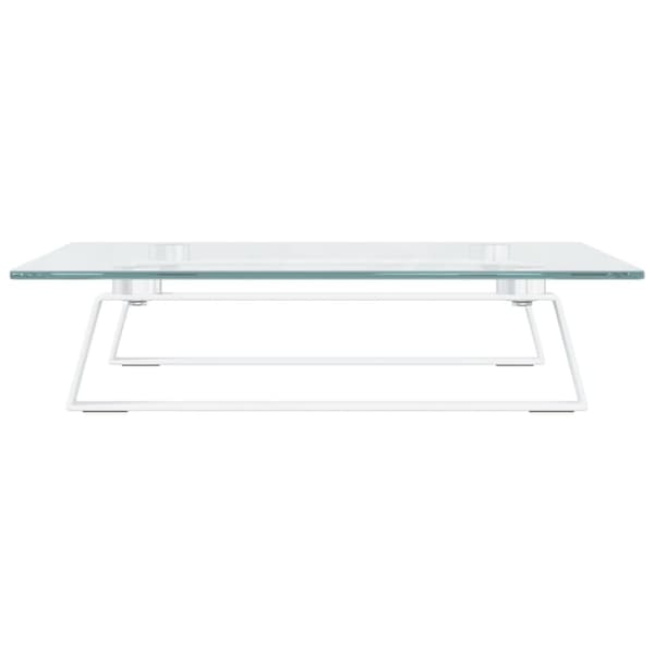 Skärmställ vit 40x35x8 cm härdat glas och metall