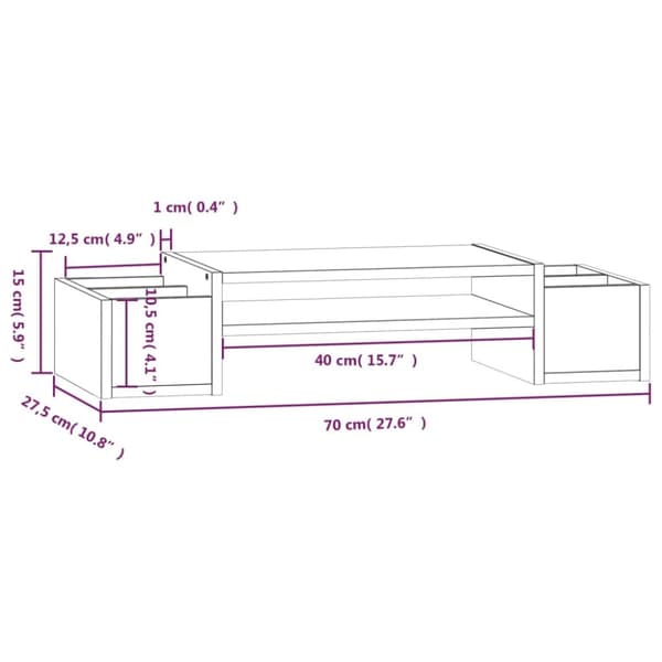 skærmholder 70x27,5x15 cm massivt fyrretræ gyldenbrun