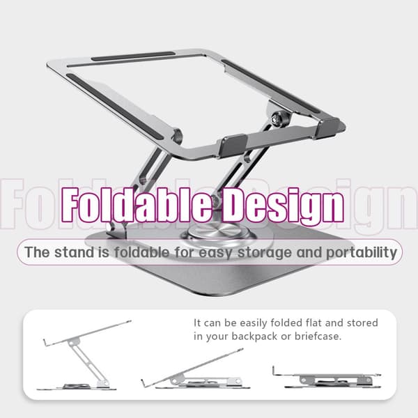 INF 360° roterende bærbar stativ - Foldbar notebookholder i aluminiumslegering