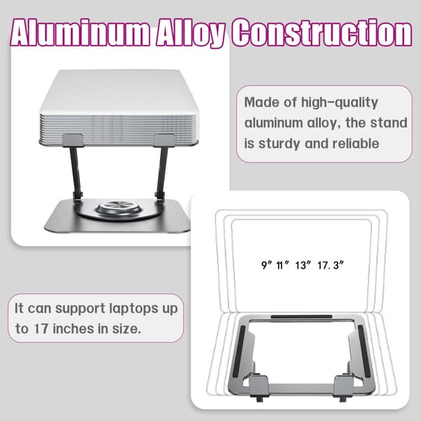 INF 360° roterende bærbar stativ - Foldbar notebookholder i aluminiumslegering