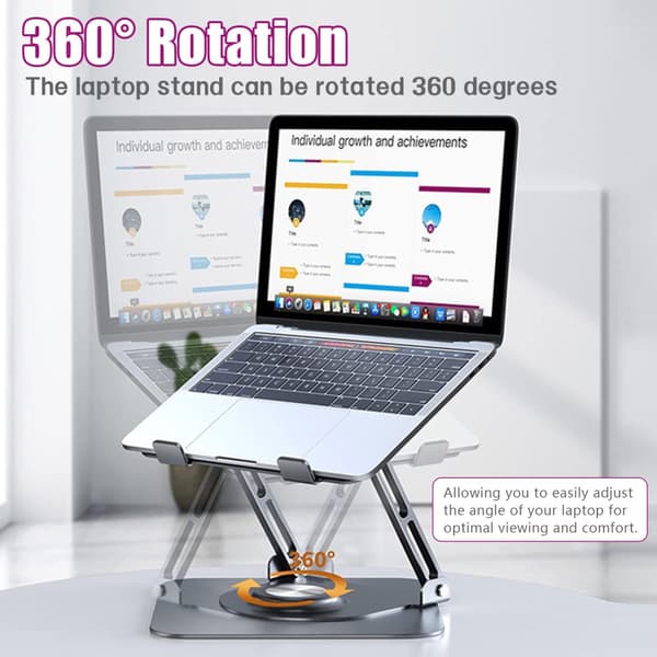 INF 360° roterende bærbar stativ - Foldbar notebookholder i aluminiumslegering