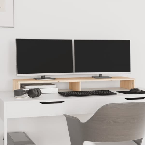 vidaXL skærmholder 100x27x10 cm massivt fyrretræ -  Computerholdere og -standere