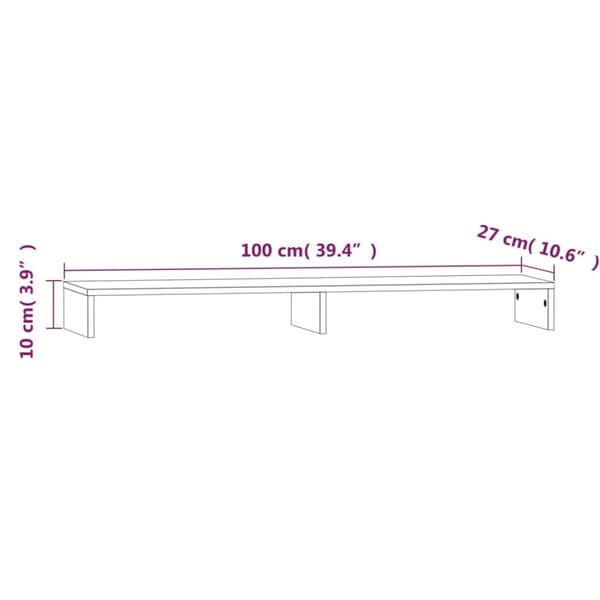 vidaXL skærmholder 100x27x10 cm massivt fyrretræ -  Computerholdere og -standere