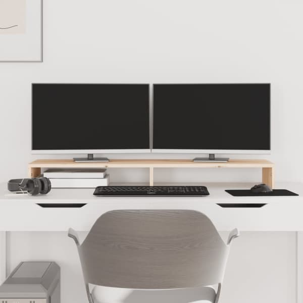 vidaXL skærmholder 100x27x10 cm massivt fyrretræ -  Computerholdere og -standere