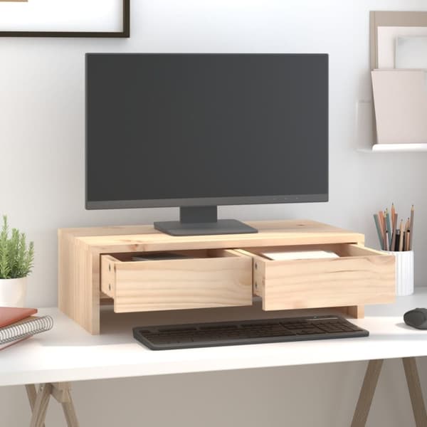 vidaXL Näyttökoroke 50x27x15 cm täysi mänty -  Tietokonetelineet