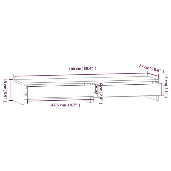 vidaXL Näyttökoroke valkoinen 100x27x15 cm täysi mänty -  Tietokonetelineet