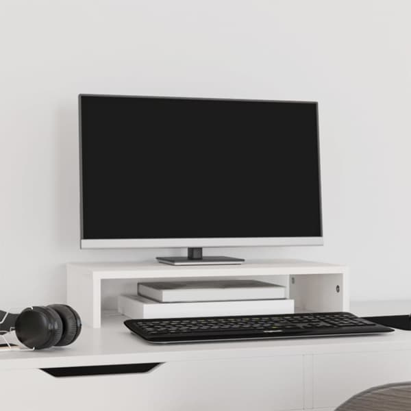 vidaXL skærmholder 50x27x10 cm massivt fyrretræ hvid -  Computerholdere og -standere