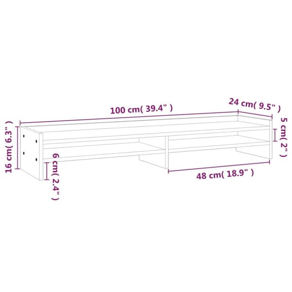 vidaXL Näyttökoroke musta 100x24x16 cm täysi mänty -  Tietokonetelineet