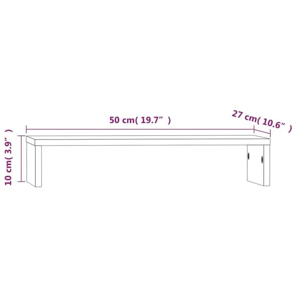 vidaXL skærmholder 50x27x10 cm massivt fyrretræ -  Computerholdere og -standere