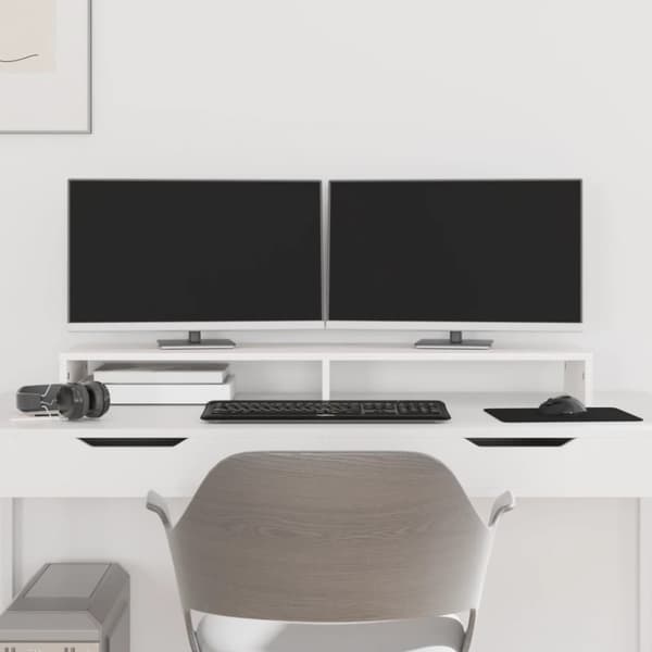 vidaXL Skärmställ vit 100x27x10 cm massiv furu -  Datorupphöjare