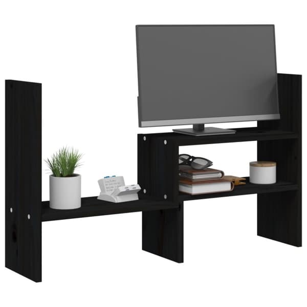 vidaXL Näyttökoroke musta (39-72)x17x43 cm täysi mänty -  Tietokonetelineet