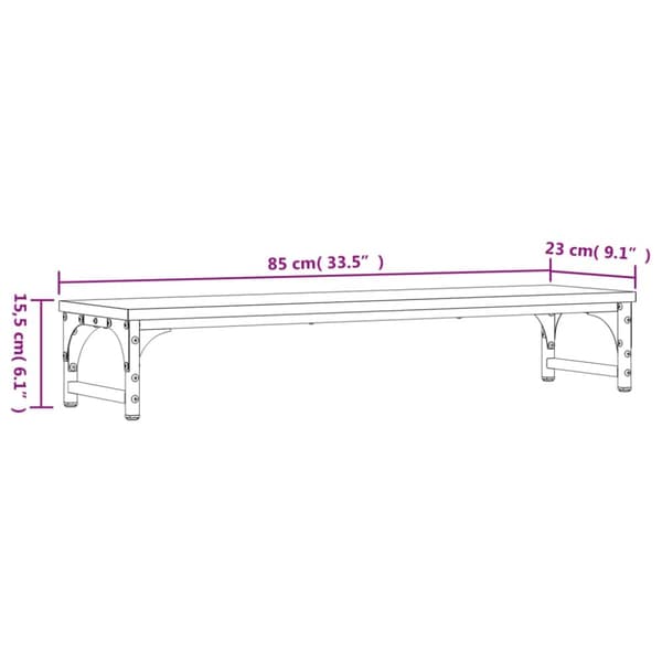 vidaXL Näyttöteline harmaa Sonoma 85x23x15,5 cm tekninen puu -  Tietokonetelineet