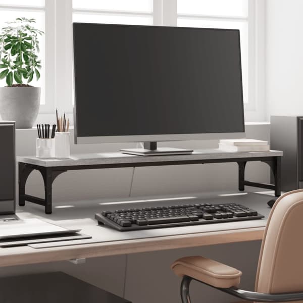 vidaXL skærmstander 85x23x15,5 cm konstrueret træ grå sonoma-eg -  Computerholdere og -standere
