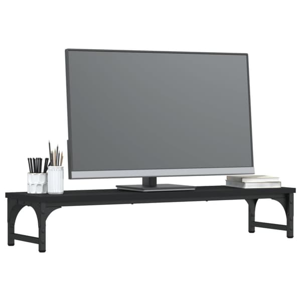vidaXL skærmstander 85x23x15,5 cm konstrueret træ sort - Computerholdere og -standere