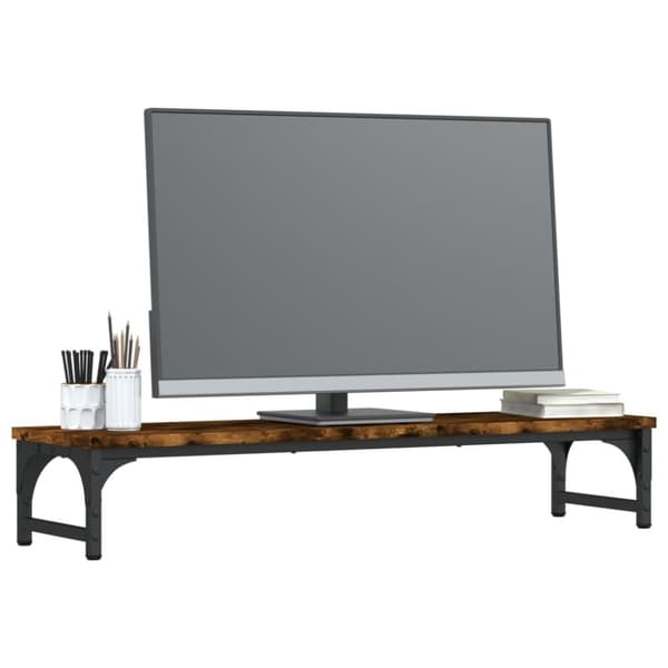 vidaXL skærmstander 85x23x15,5 cm konstrueret træ røget egetræsfarve -  Computerholdere og -standere
