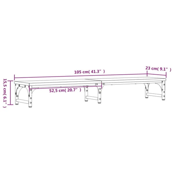 vidaXL skærmstander 105x23x15,5 cm konstrueret træ grå sonoma-eg -  Computerholdere og -standere