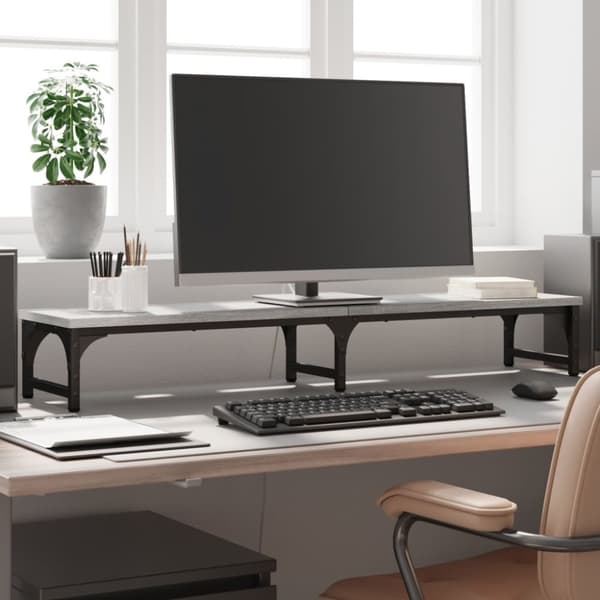 vidaXL skærmstander 105x23x15,5 cm konstrueret træ grå sonoma-eg -  Computerholdere og -standere