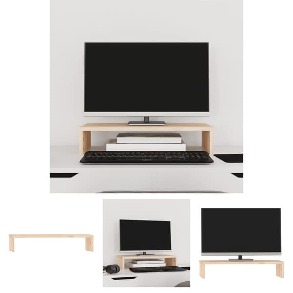 The Living Store skærmholder 50x27x10 cm massivt fyrretræ -  Computerholdere og -standere