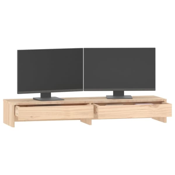 The Living Store skærmholder 100x27x15 cm massivt fyrretræ -  Computerholdere og -standere