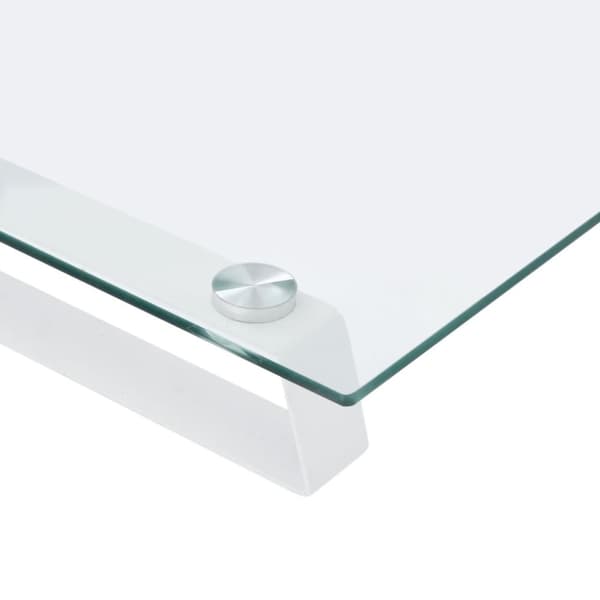 The Living Store skærmstander 100x35x8 cm hærdet glas og metal hvid -  Computerholdere og -standere