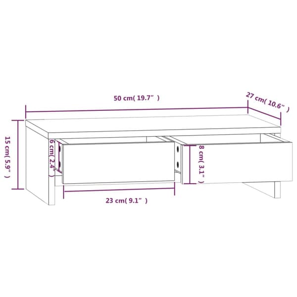 Skärmställ 50x27x15 cm massiv furu - Bildskärmsställ - Skärmställ - Home & Living