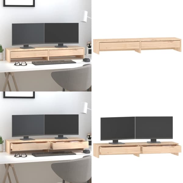 Skærmholder 100x27x15 cm massivt fyrretræ - Skærmholder - Skærmholdere - Home & Living